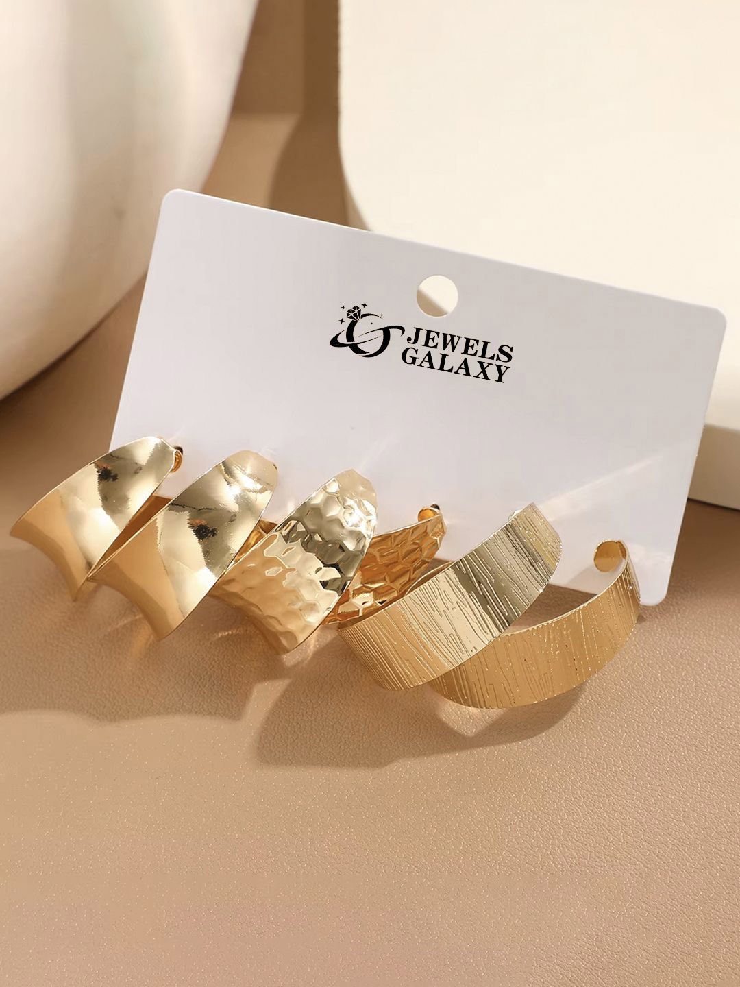 

Jewels Galaxy Pack Of 6 Gold Plated Contemporary Half Hoop Earrings
