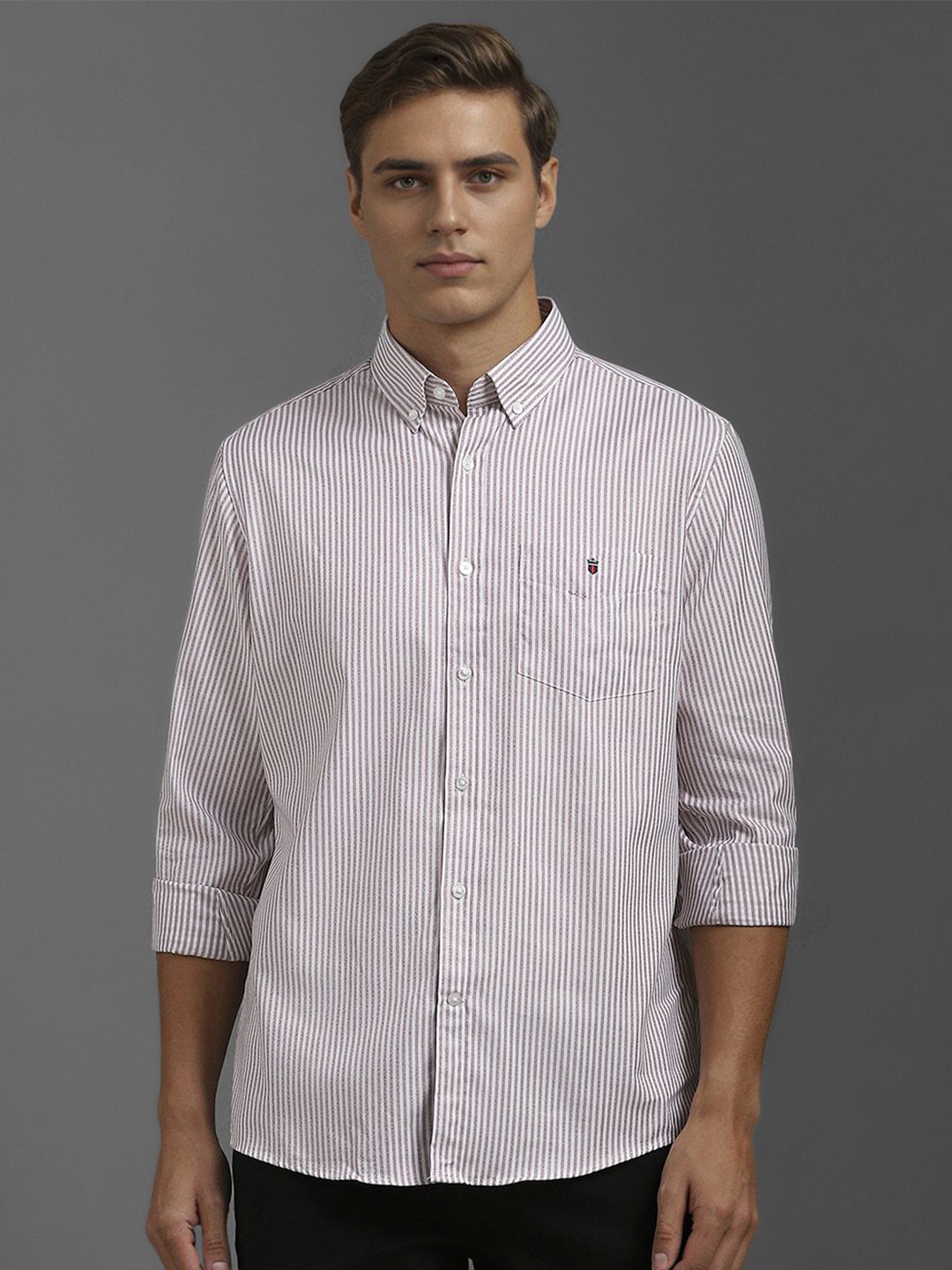 

Louis Philippe Sport Men Slim Fit Opaque Striped Casual Shirt, White