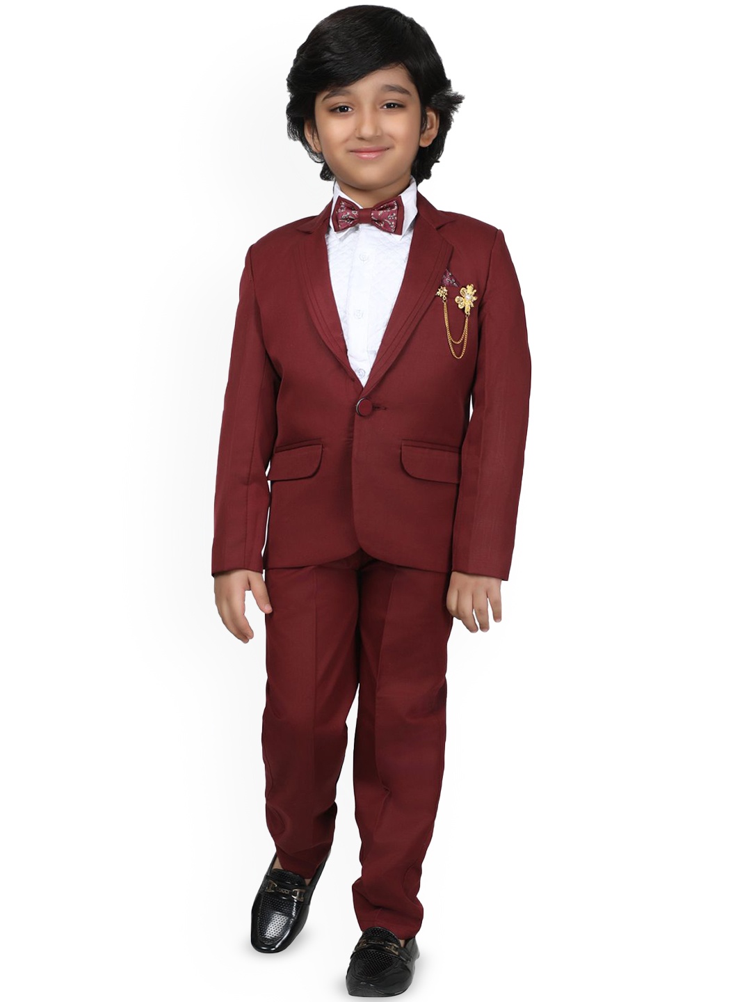

BAESD Boys Single-Breasted Four- Piece Suits, Maroon