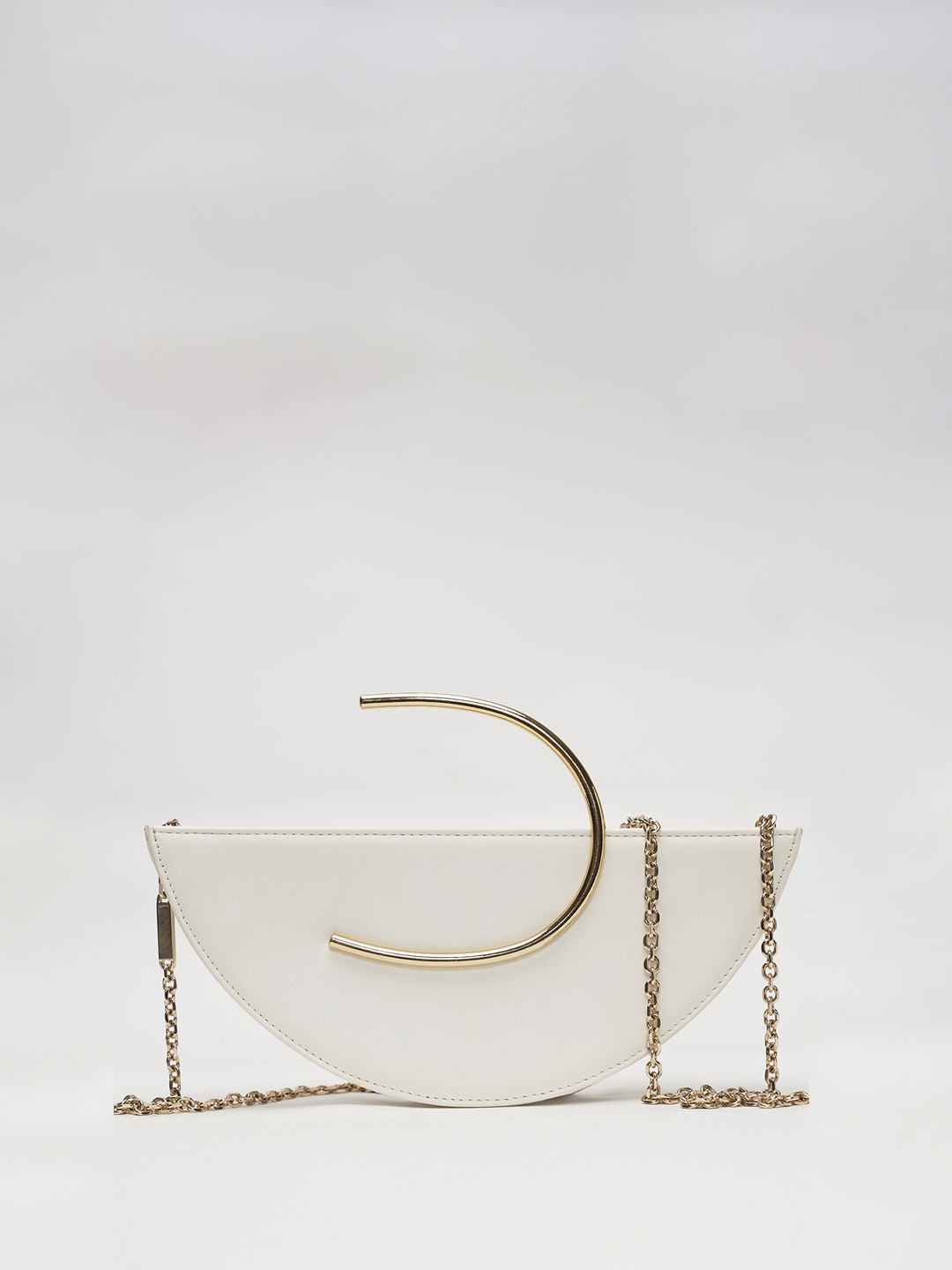 

TANN TRIM Women Textured Solid Half Moon Sling Bag, White