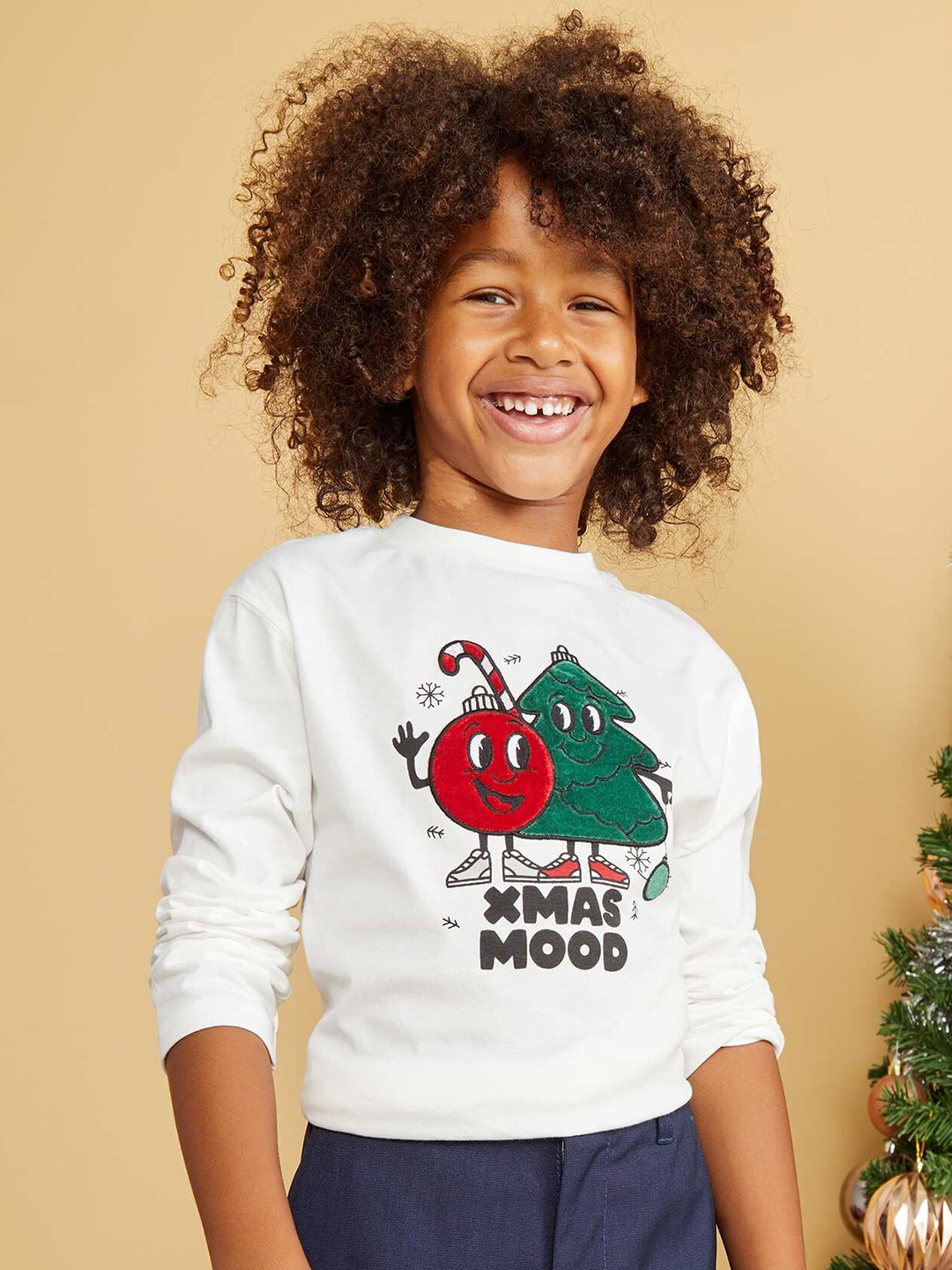 

KIABI Boys Graphic Printed Round Neck Cotton T-shirt, White