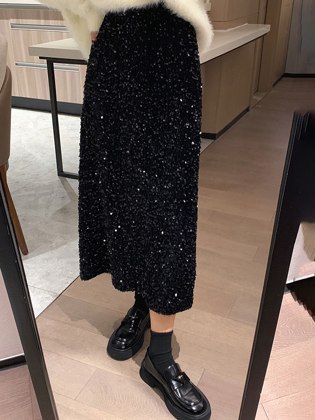 

LULU & SKY Women Embellished A-Line Maxi Skirt, Black