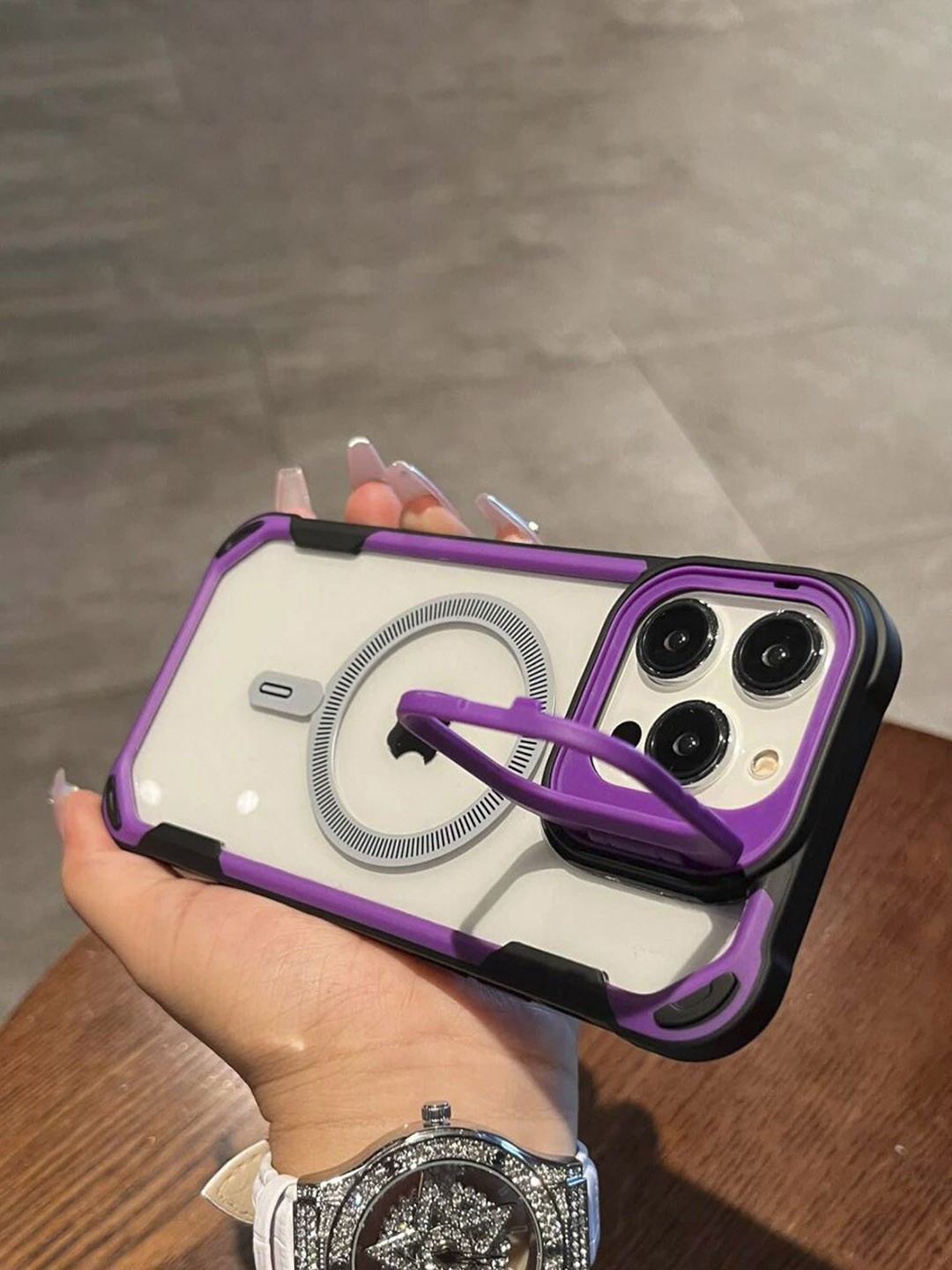 

Luxury Kase Solid Printed iPhone 14 Pro Max Back Case Mobile Accessories, Purple