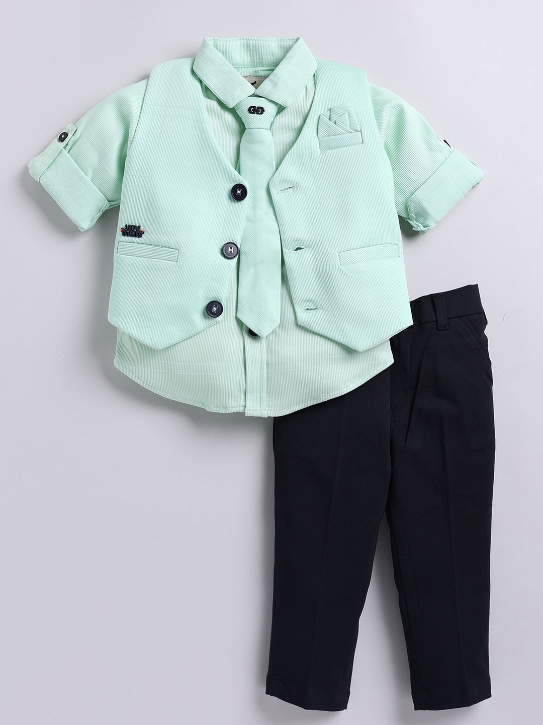 

LITTLE COLLARS Boys 3-Piece Single-Breasted Suit, Green