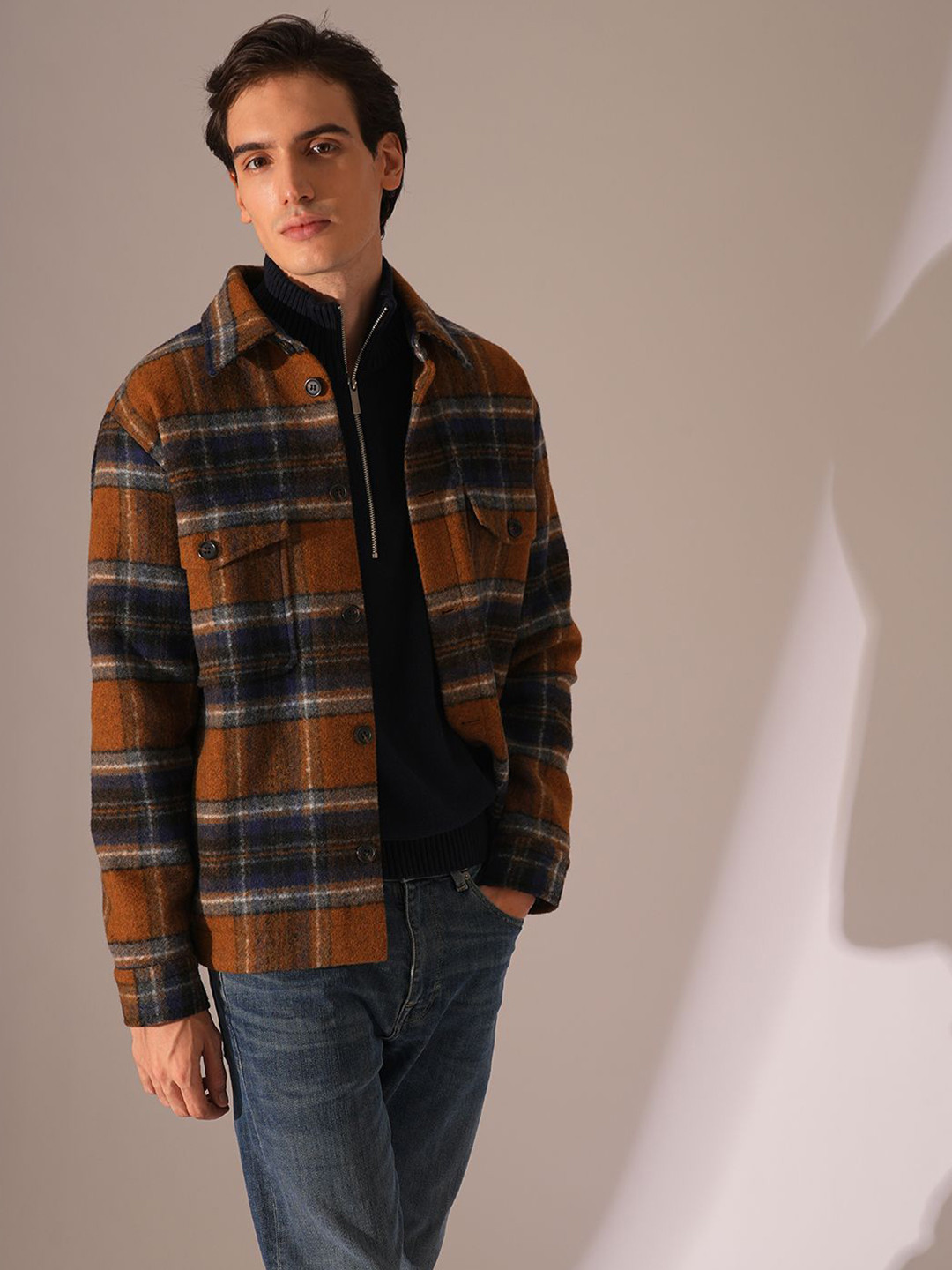 

SELECTED Men Cotton Cable Knit Long Sleeves Pullover, Navy blue