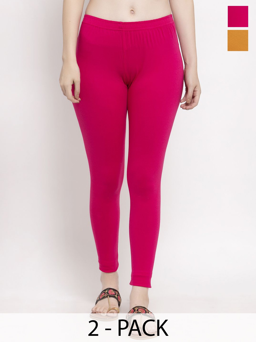 

Trend Level Women Pack Of 2 Cotton Ankle Length Leggings, Magenta