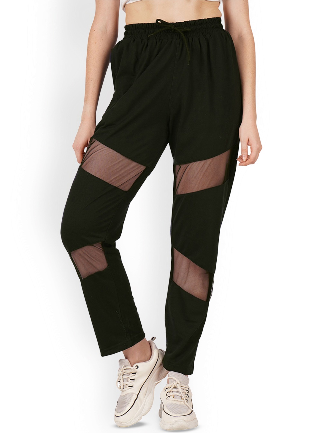 

Fashionable Women Cotton Mid-Rise Regular Fit Track Pants, Black