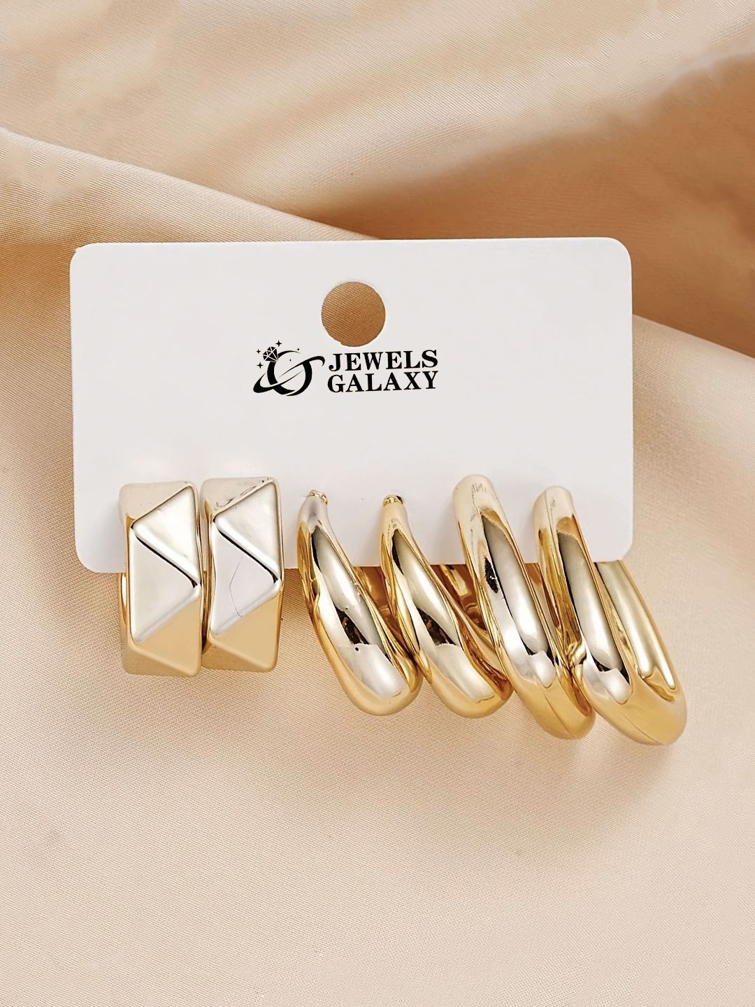 

Jewels Galaxy Pack Of 6 Gold Plated Contemporary Half Hoop Earrings