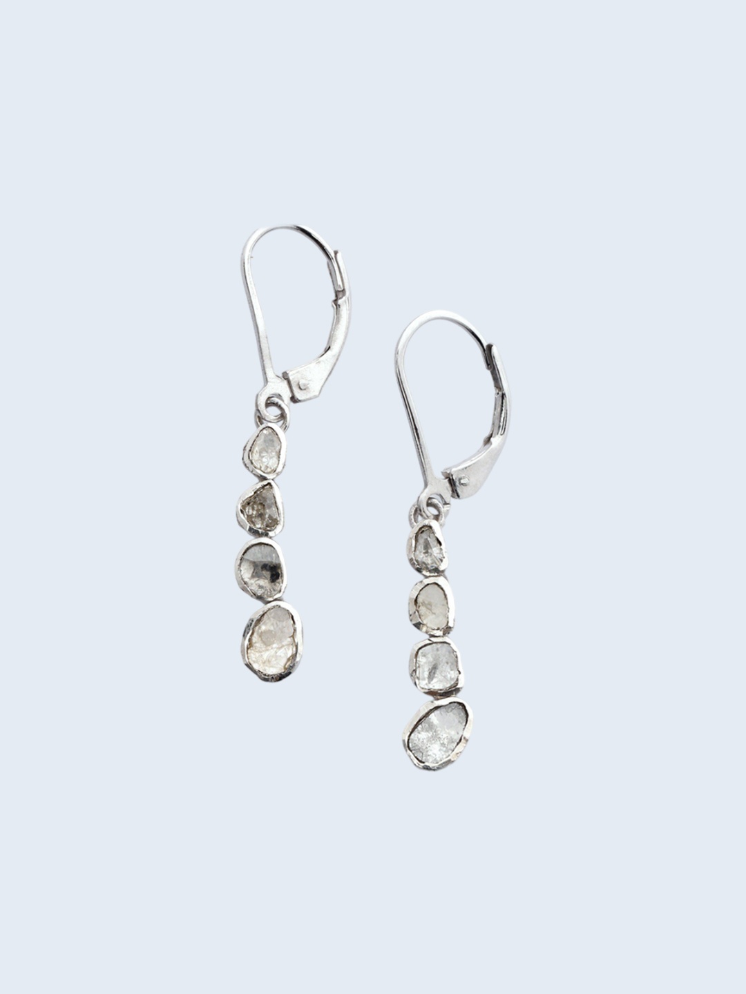 

Exotic India Sterling Silver Polki Diamond Leverback Dangle Earrings