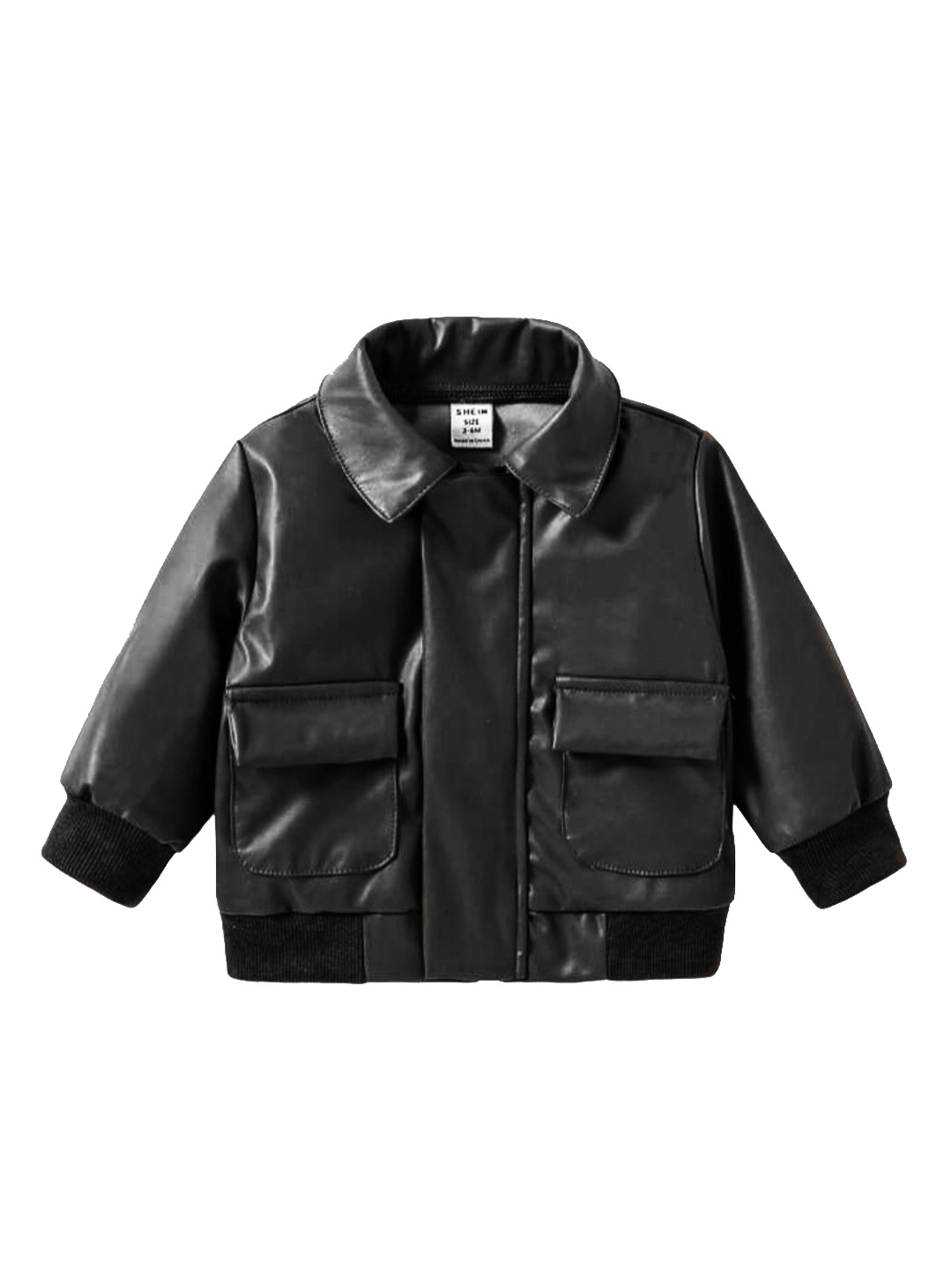 

BAESD Unisex Kids Lightweight Leather Jacket with Patchwork, Black