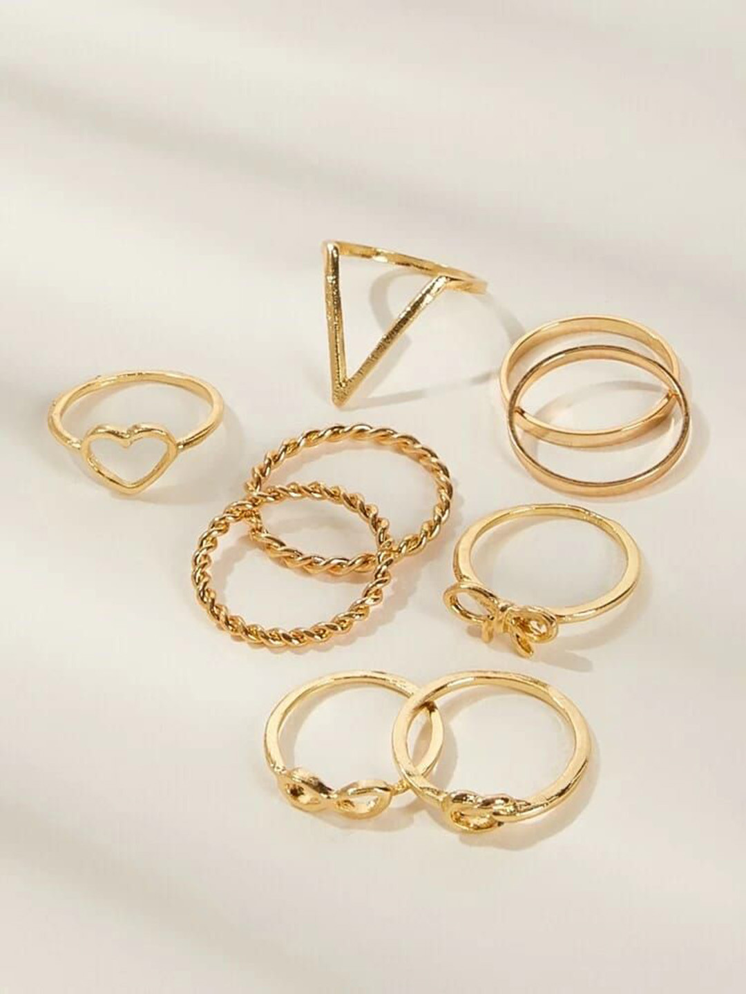 

YU FASHIONS Set Of 9 Gold-Plated Stainless Steel Finger-Ring