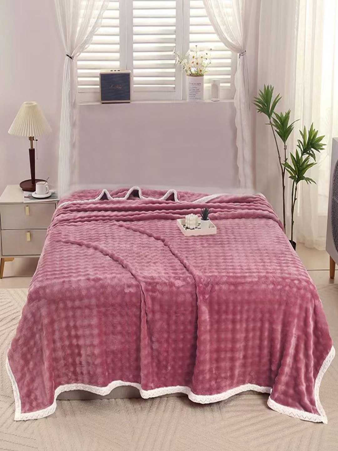 

JC HOME Purple AC Room 300 GSM Double Bed Blanket