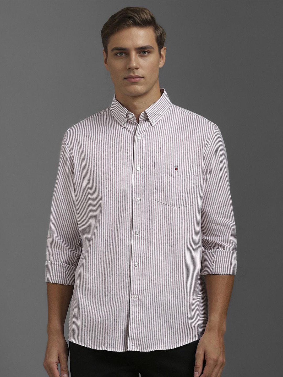 

Louis Philippe Sport Men Slim Fit Opaque Striped Casual Shirt, White