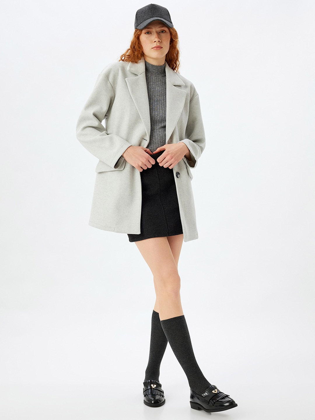 

Koton Women Notched Lapel Single Breasted Parka Coat, Beige