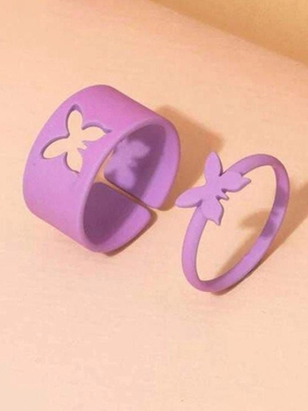 

YU FASHIONS Set of 2 Couple Best Friend Butterfly Stainless Steel Finger Ring, Lavender