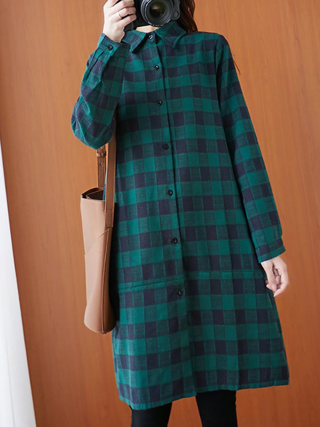 

StyleCast x Revolte Women Spread Collar Solid Cotton Oversized Casual Shirt, Green
