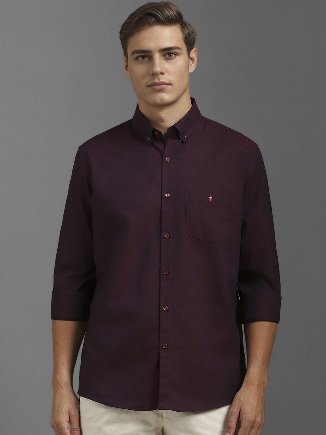 

Louis Philippe Sport Men Slim Fit Opaque Casual Shirt, Purple