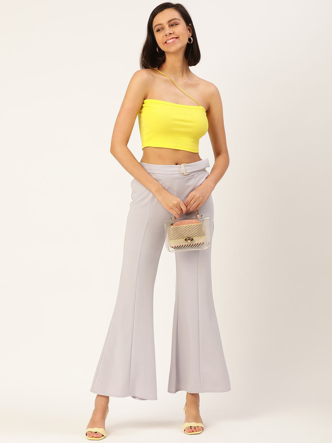 

SHECZZAR One Shoulder Crop Top, Yellow