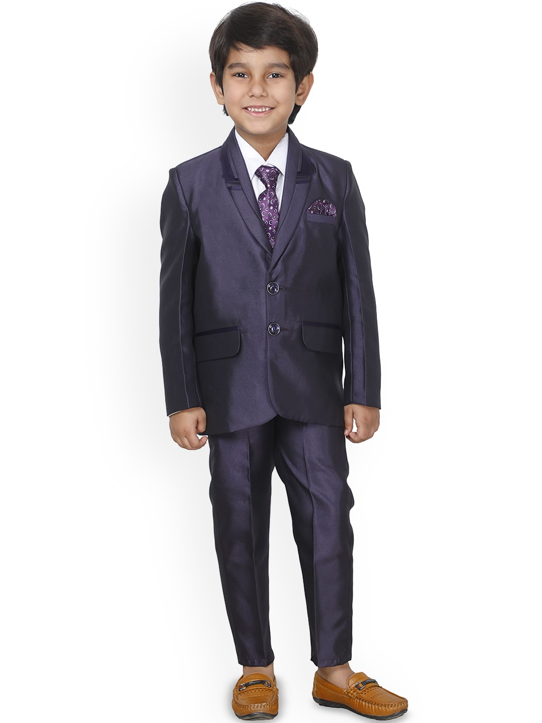 

BAESD Boys 4 Piece Single Breasted Suits, Purple