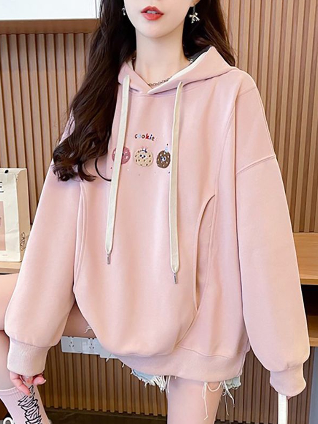 

StyleCast x Revolte Women Cotton Printed Hooded Sweatshirt, Pink