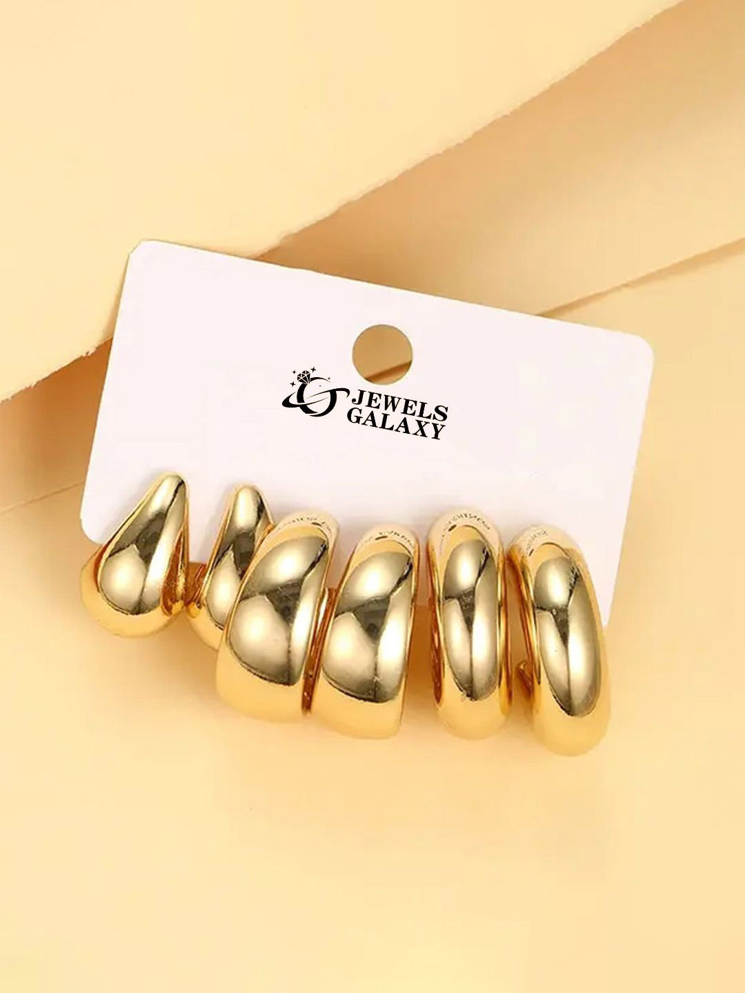 

Jewels Galaxy Pack Of 6 Gold Plated Contemporary Half Hoop Earrings