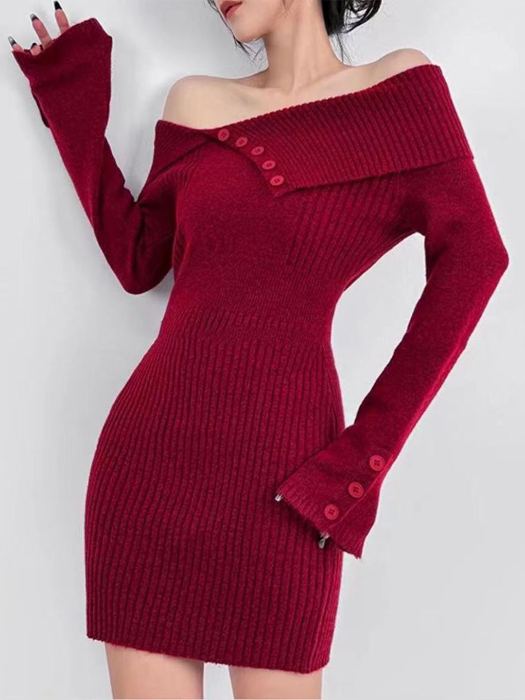 

StyleCast x Revolte Women Off-Shoulder Bodycon Mini Dress, Red