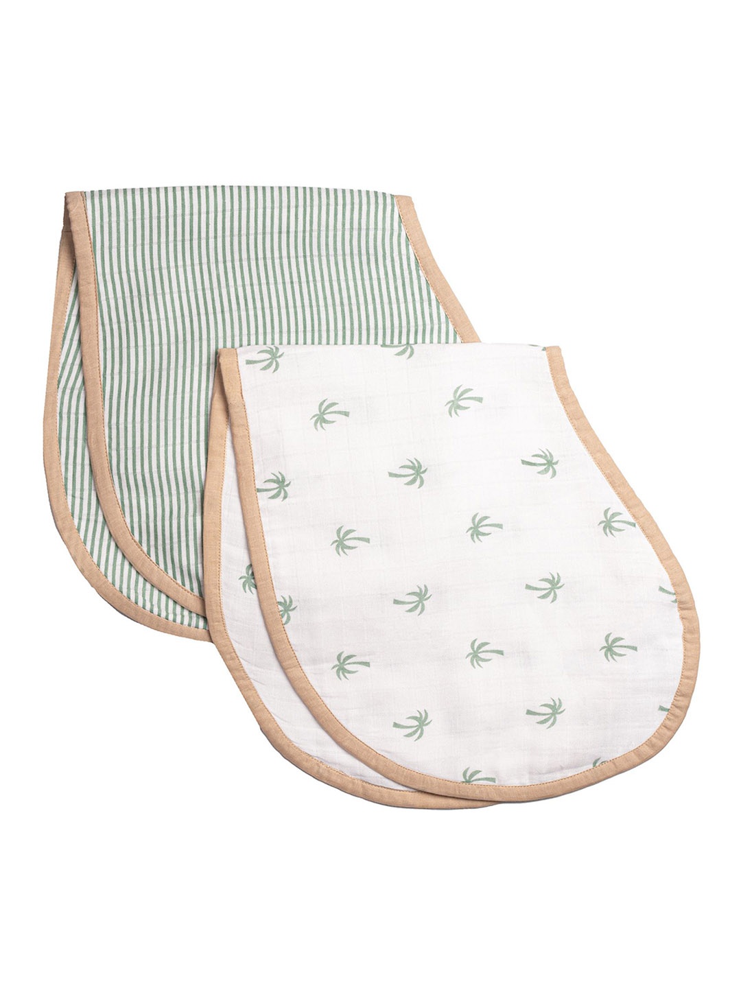 

Masilo Kids Pack Of 2 Printed Organic Cotton Bibs, Green