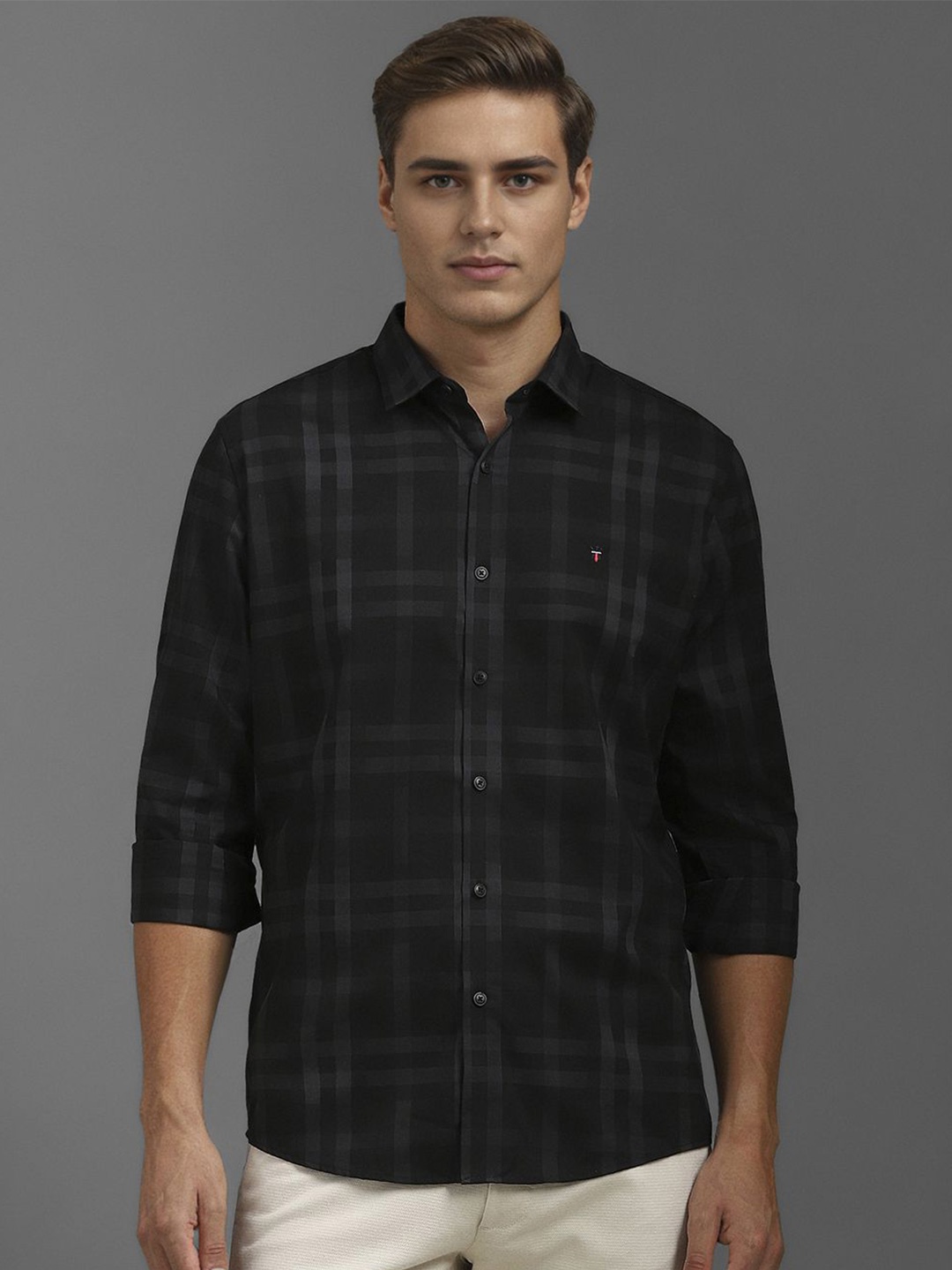 

Louis Philippe Sport Men Slim Fit Opaque Checked Casual Shirt, Black