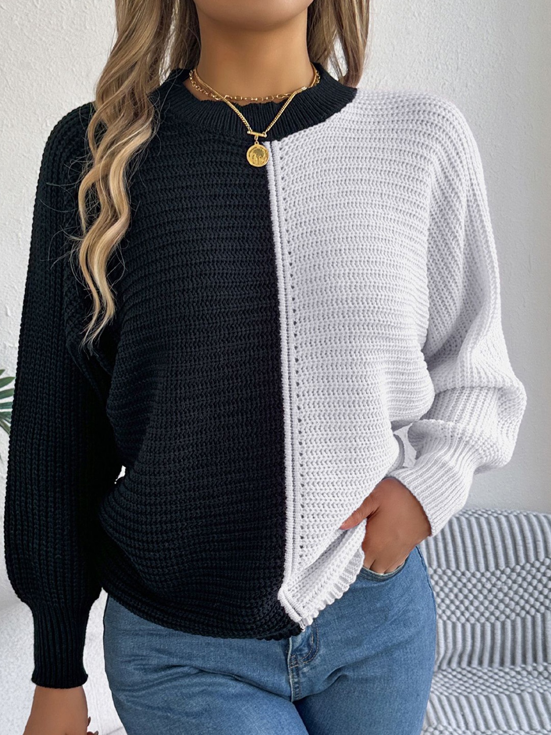 

StyleCast x Revolte Women Colourblocked Round Neck Pullover Sweater, White