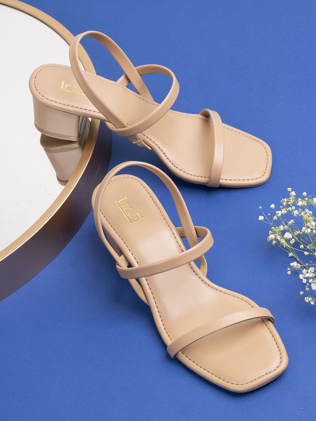 

Inc 5 Women Block Heel Square Toe Sandals, Beige