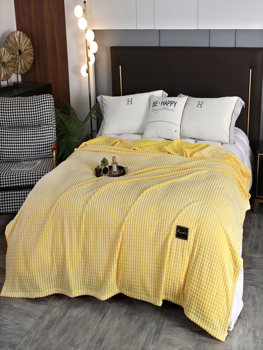 

JC HOME Yellow AC Room 300 GSM Double Bed Blanket