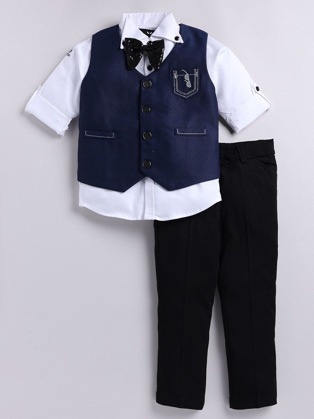 

LITTLE COLLARS Boys 3-Piece Single-Breasted Suit, Blue
