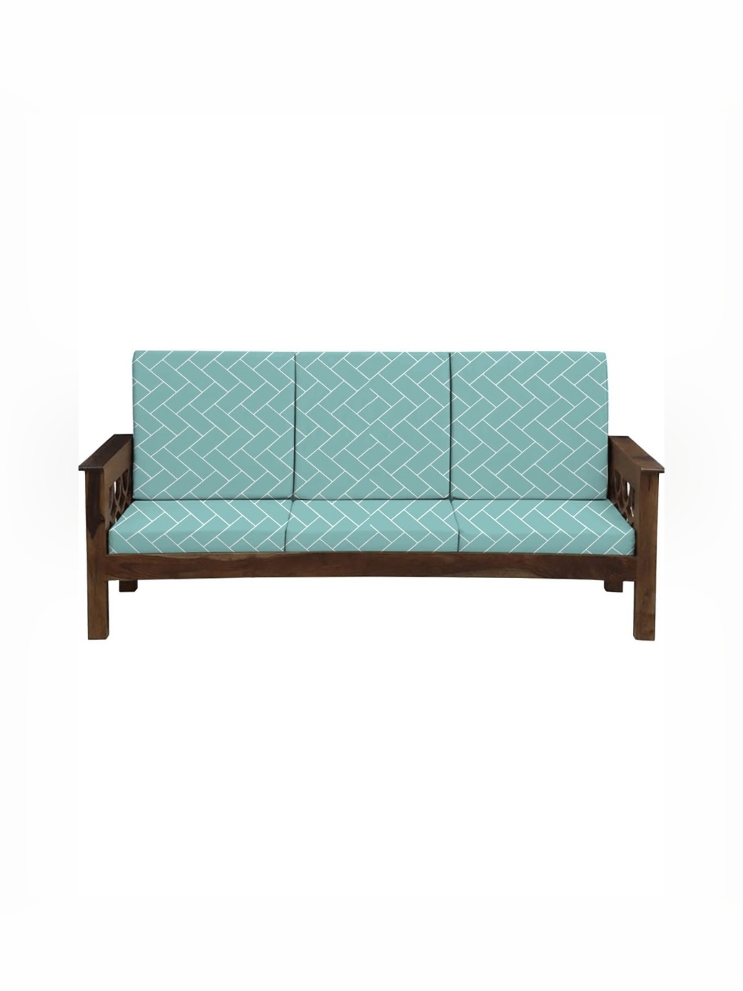 

Lazi Green 6 Pieces Geometric Printed Elasticated 200 GSM Wooden Sofa Covers