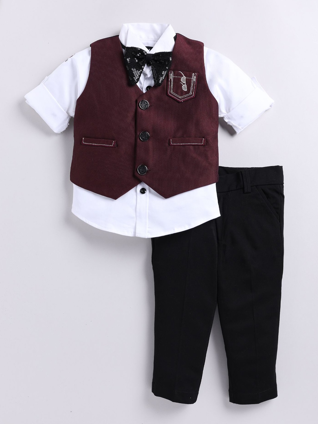 

LITTLE COLLARS Boys 3 Piece Party Suit, Maroon