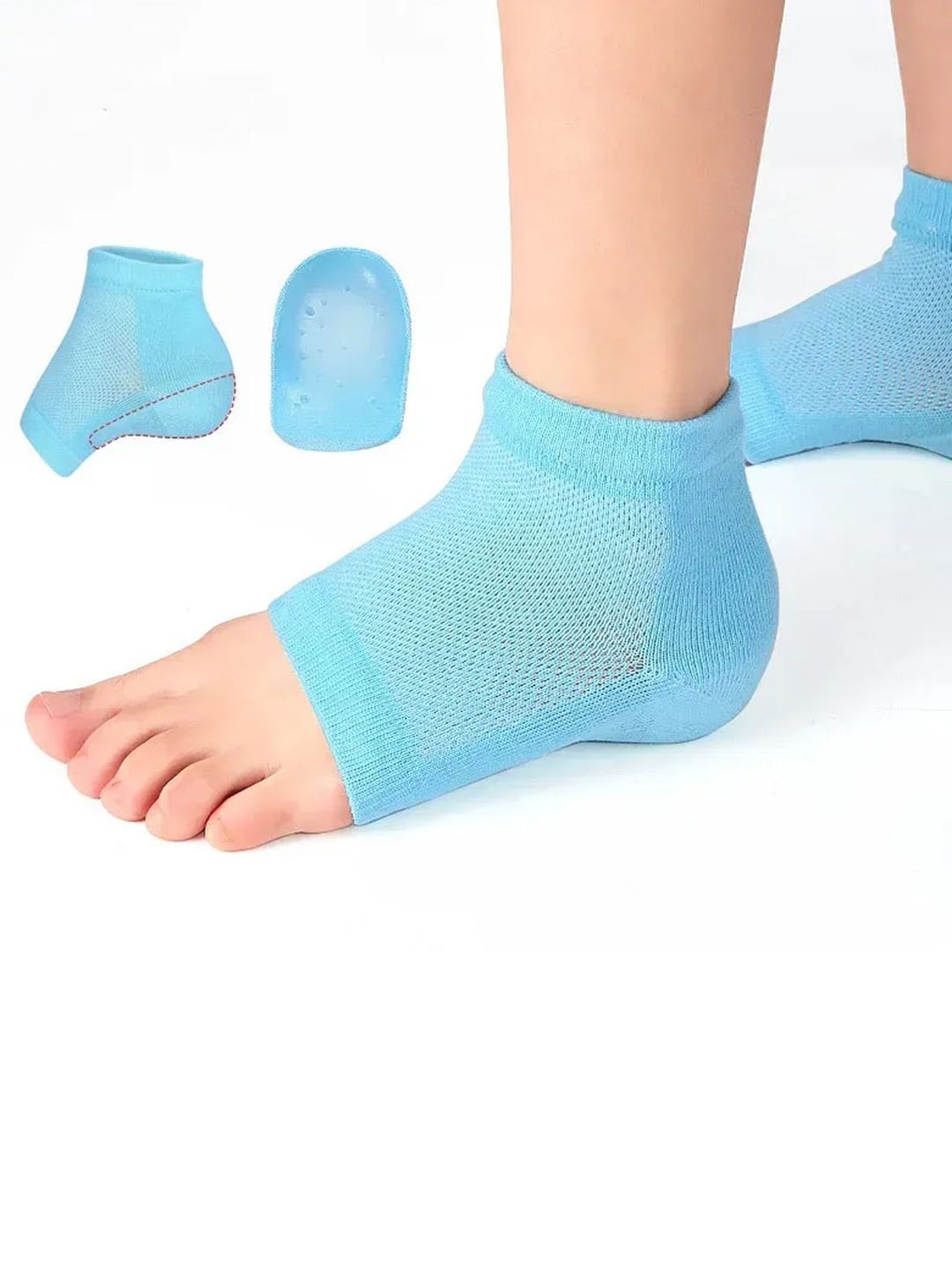 

Adbeni Invisible Silicone Heightening Wedge Insole Heel Socks, Blue