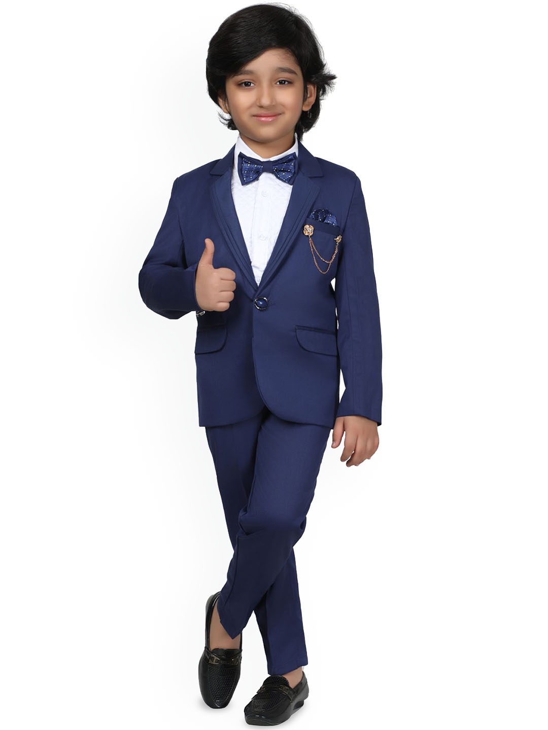 

BAESD Boys Single-Breasted Four-Piece Party Suit, Navy blue