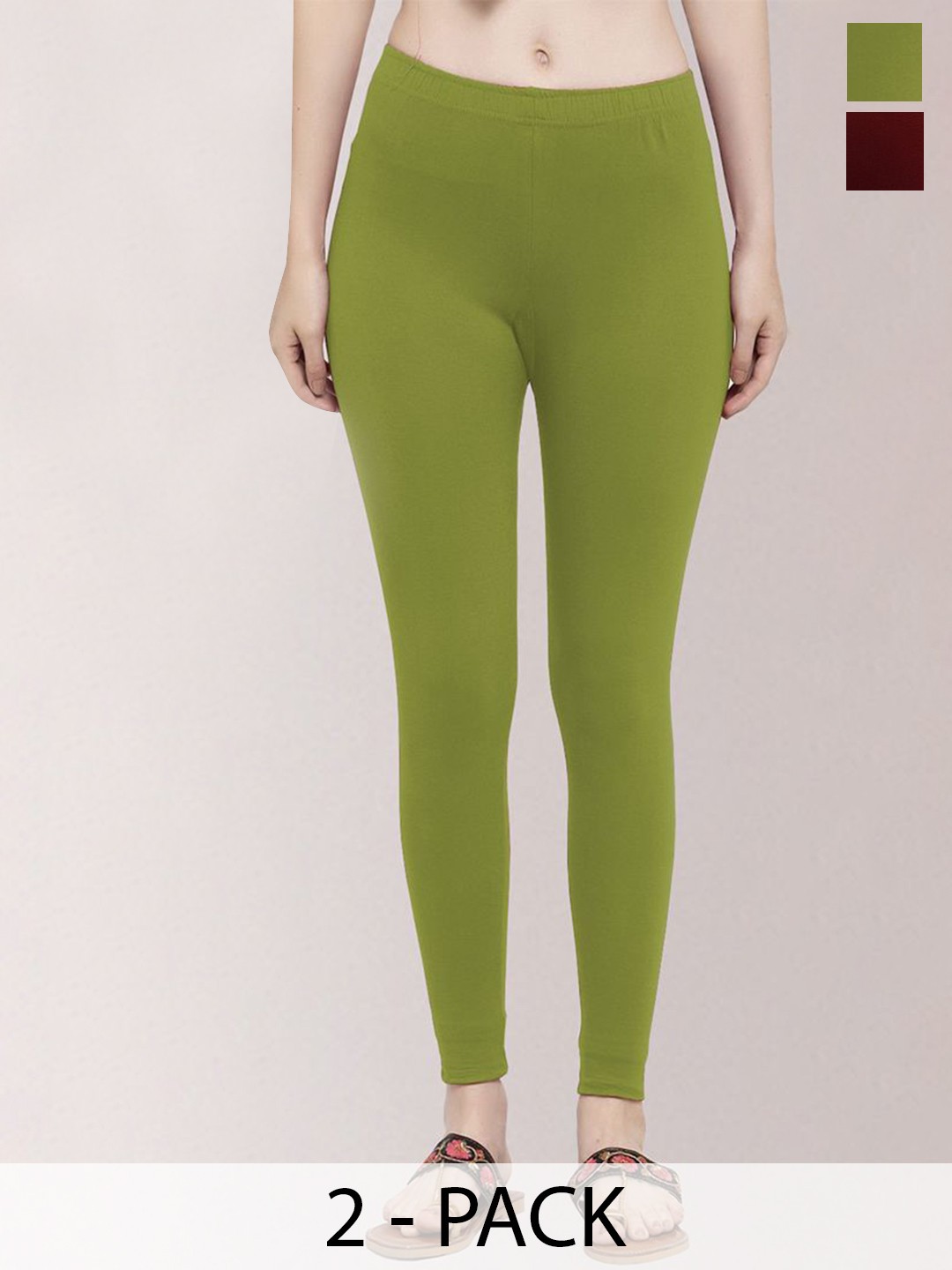 

Trend Level Women Pack Of 2 Ankle Length Leggings, Burgundy