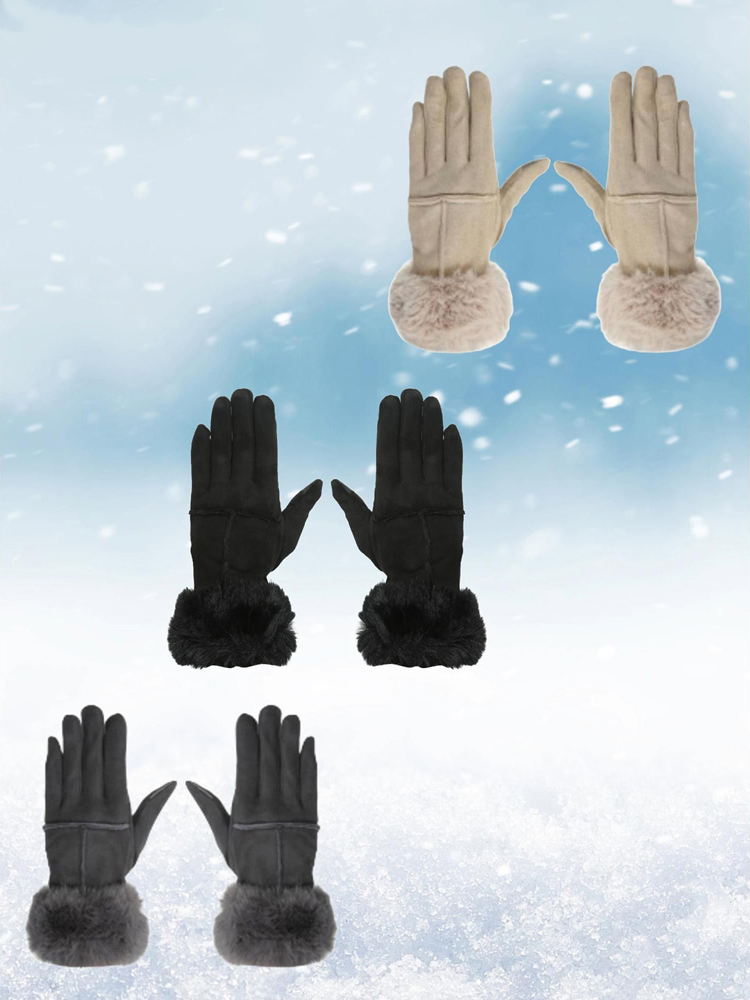 

FabSeasons Women Acrylic Winter Gloves, Black