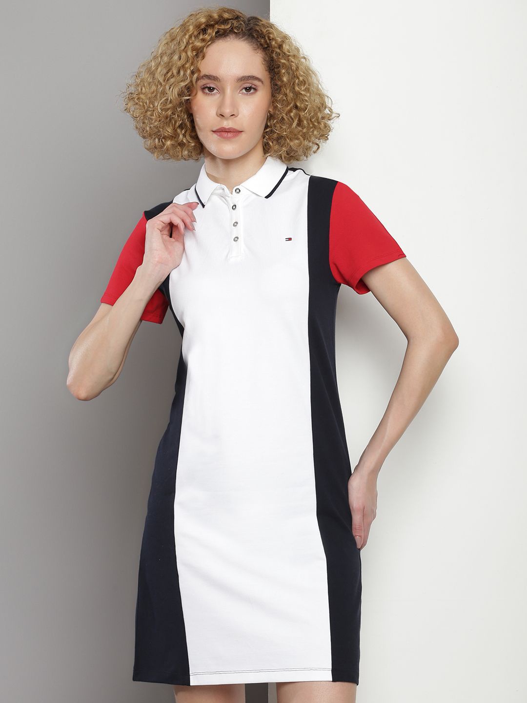 

Tommy Hilfiger Women Colourblocked Fit & Flare Dress, Blue
