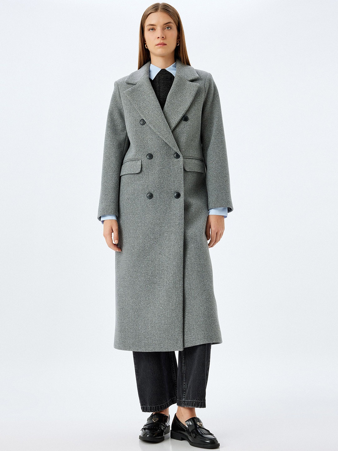 

Koton Double Breasted Trench Coat, Grey