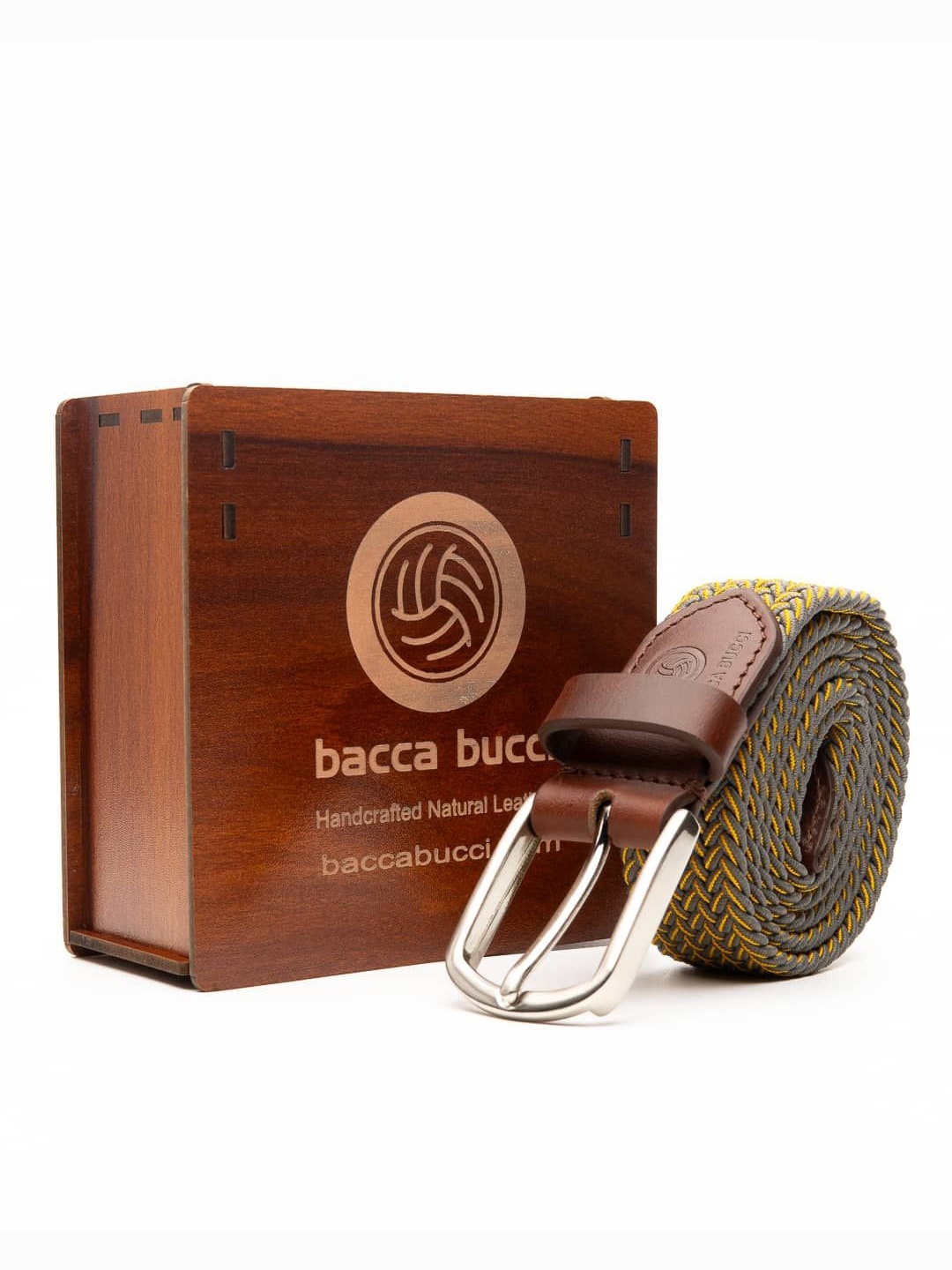 

bacca bucci Men Braided Tang Belt, Yellow