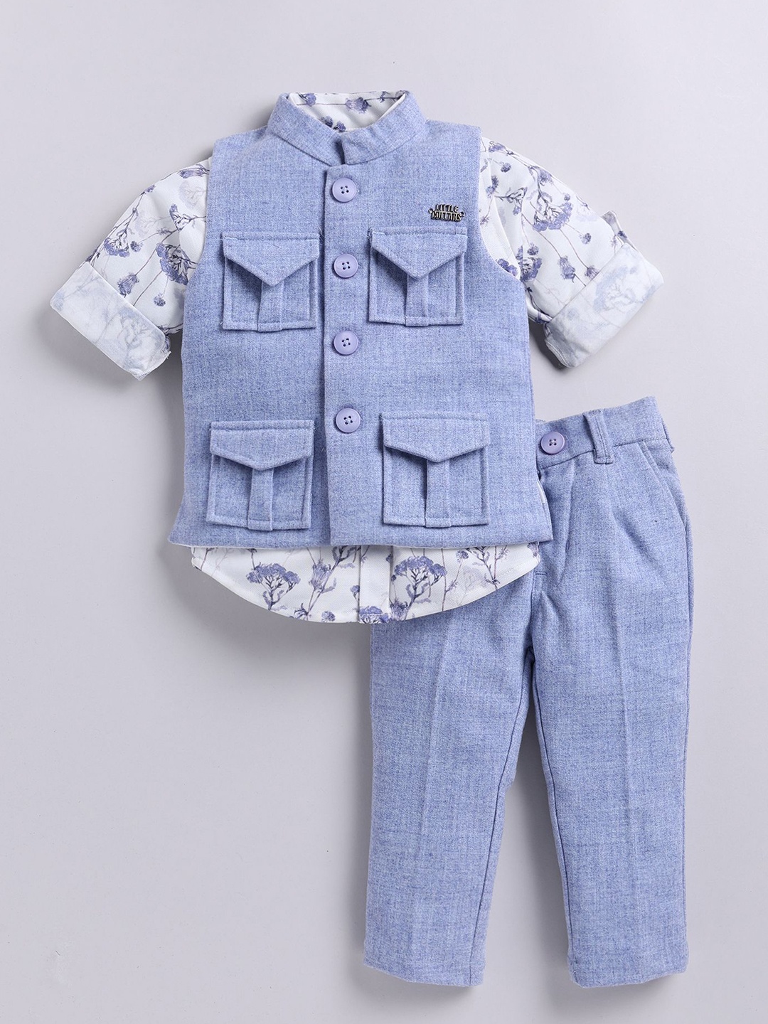 

LITTLE COLLARS Boys Shirt with Trousers, Blue