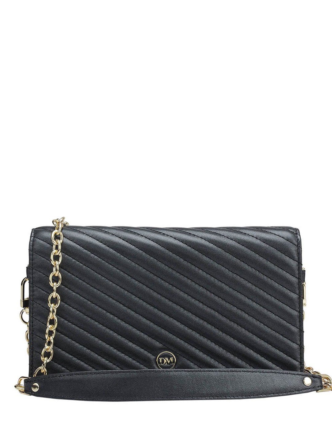 

Da Milano Women Textured Leather Envelope, Black