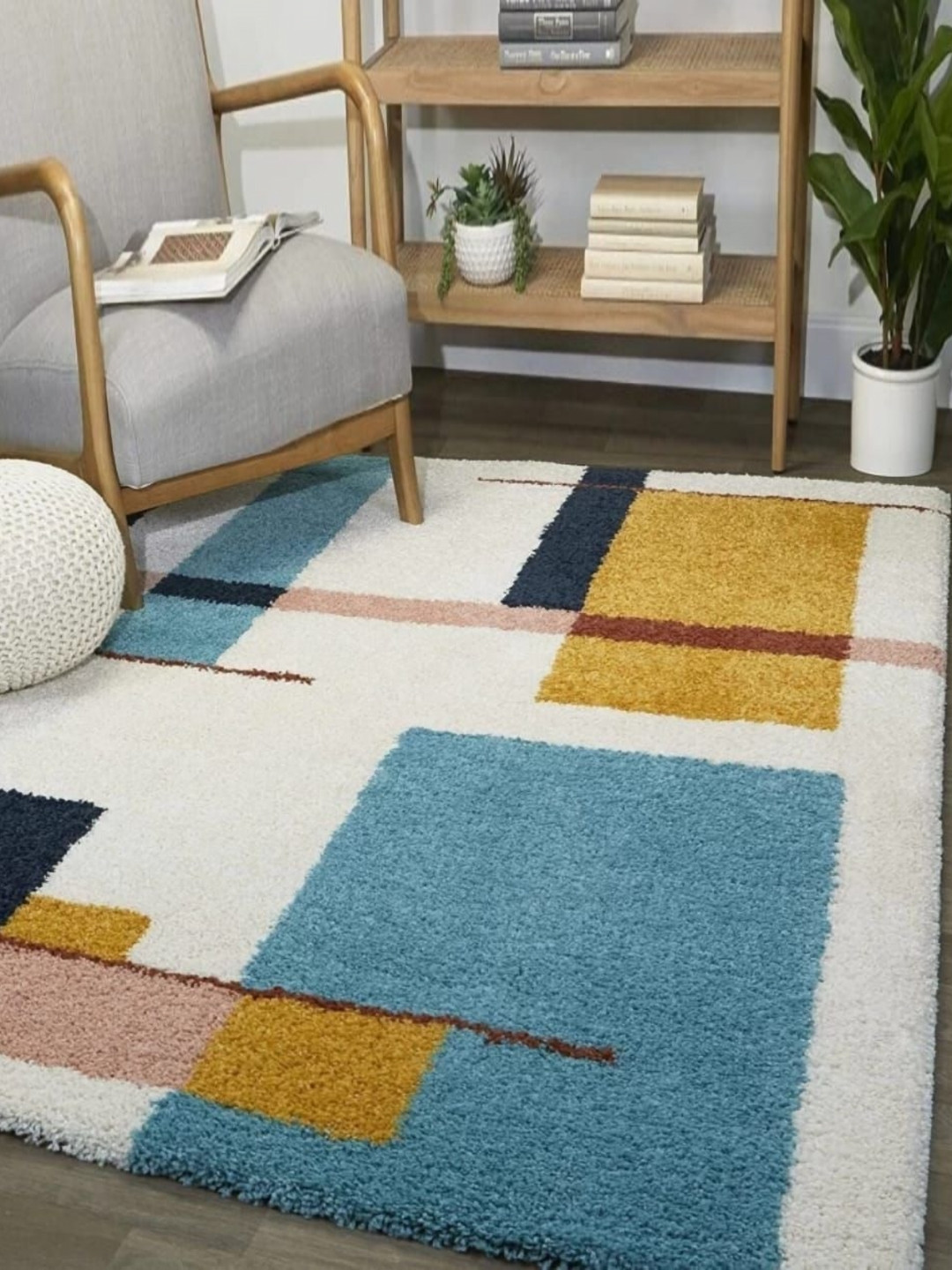 

Samjeeda Handloom carpets Red Geometric Anti-Skid Woollen Carpet