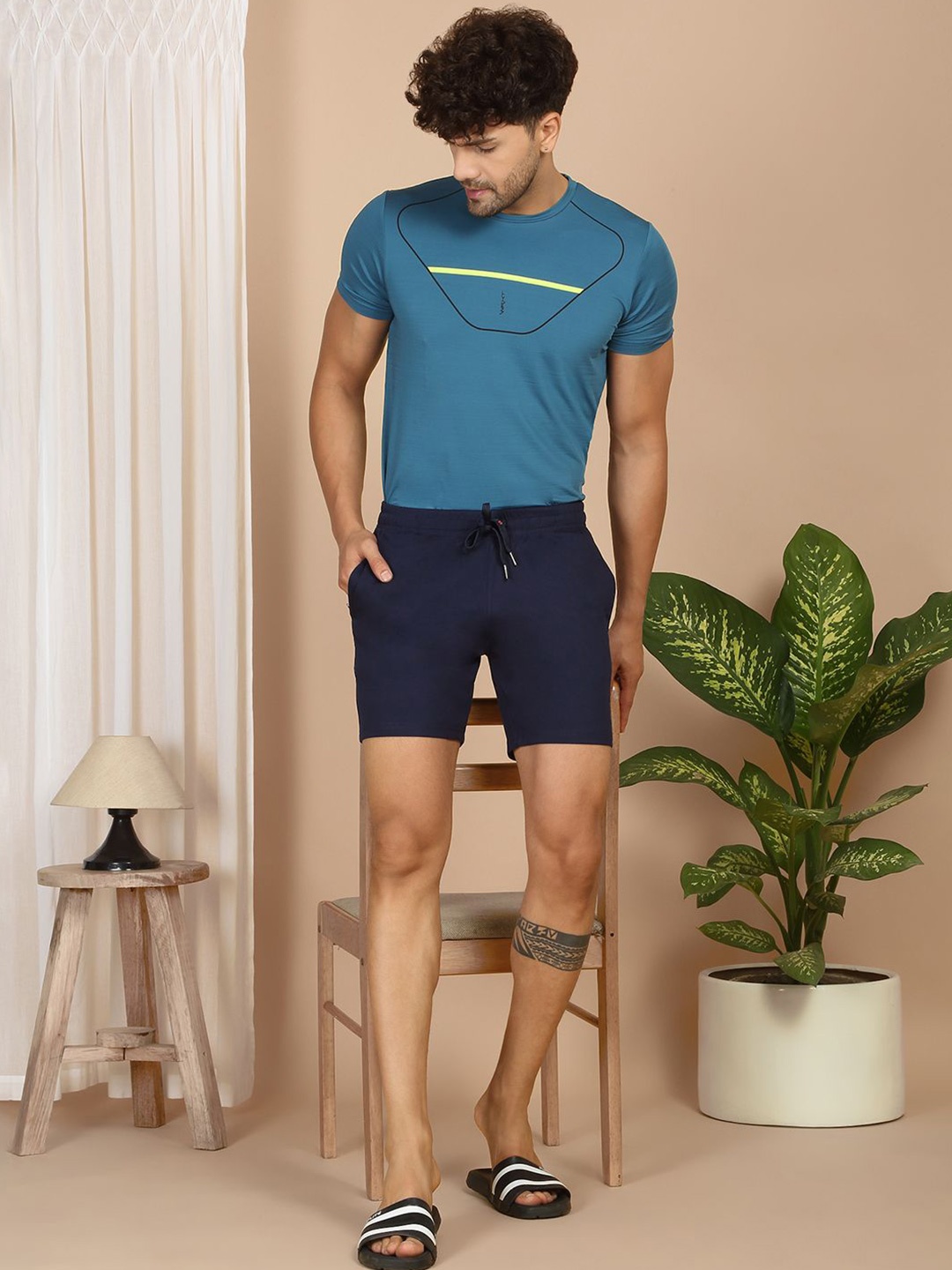 

Sweet Dreams Men Mid-Rise Lounge Shorts, Navy blue