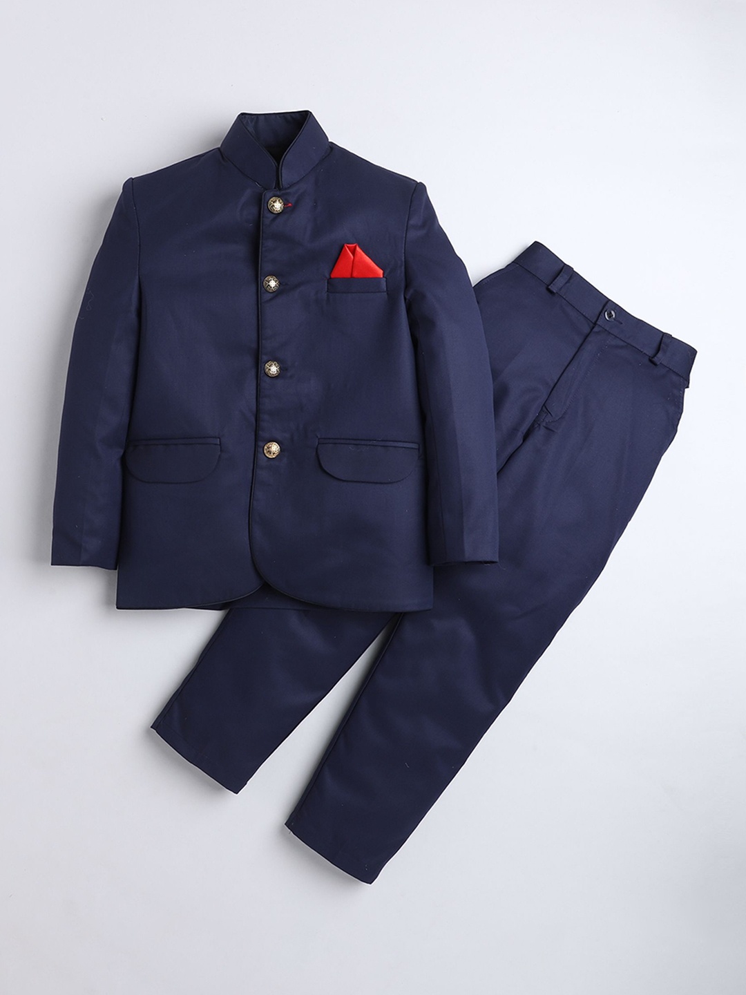 

BAESD Boys Mandarin Collar 2 PC Suit, Navy blue