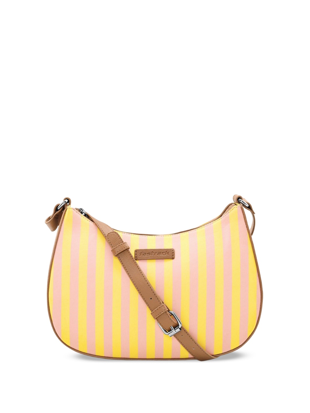 

Fastrack Women Striped Half Moon Sling Bag, Yellow