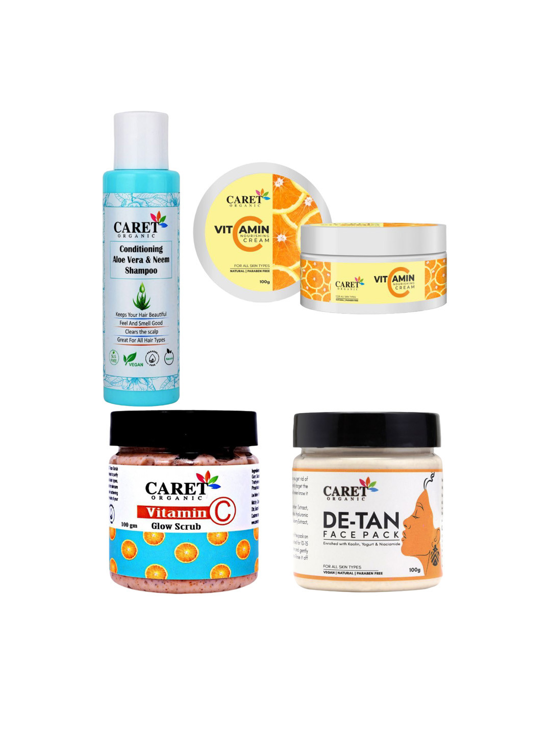 

CARET ORGANIC Set of 4 Bath and Body Combo, White