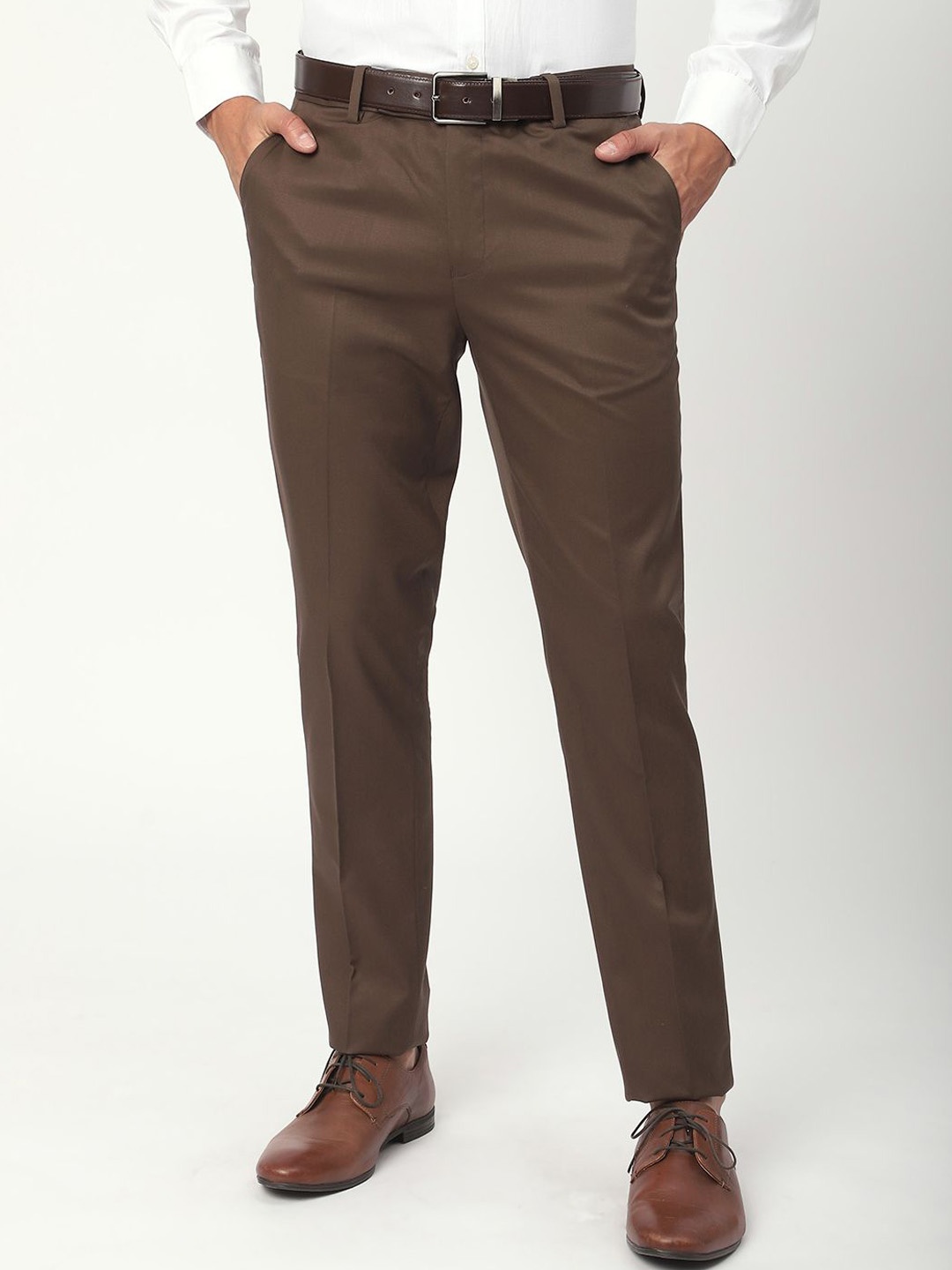 

R&B Men Mid-Rise Formal Trousers, Olive