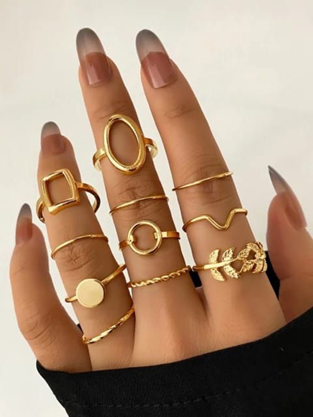 

YU FASHIONS Set Of 11 Gold-Plated Stainless Steel Finger Ring